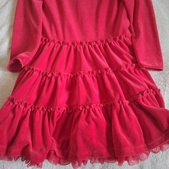 Hanna Andersson Girl's Size 130 (8) Red Velvet Long Sleeve Tiered Holiday Dress - Picture 6 of 8